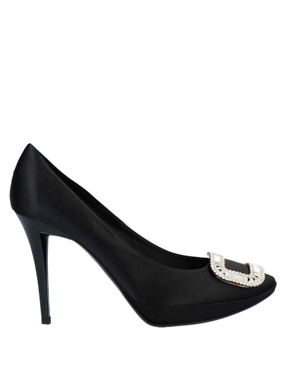 Roger Vivier black satin pumps with jeweled buckle